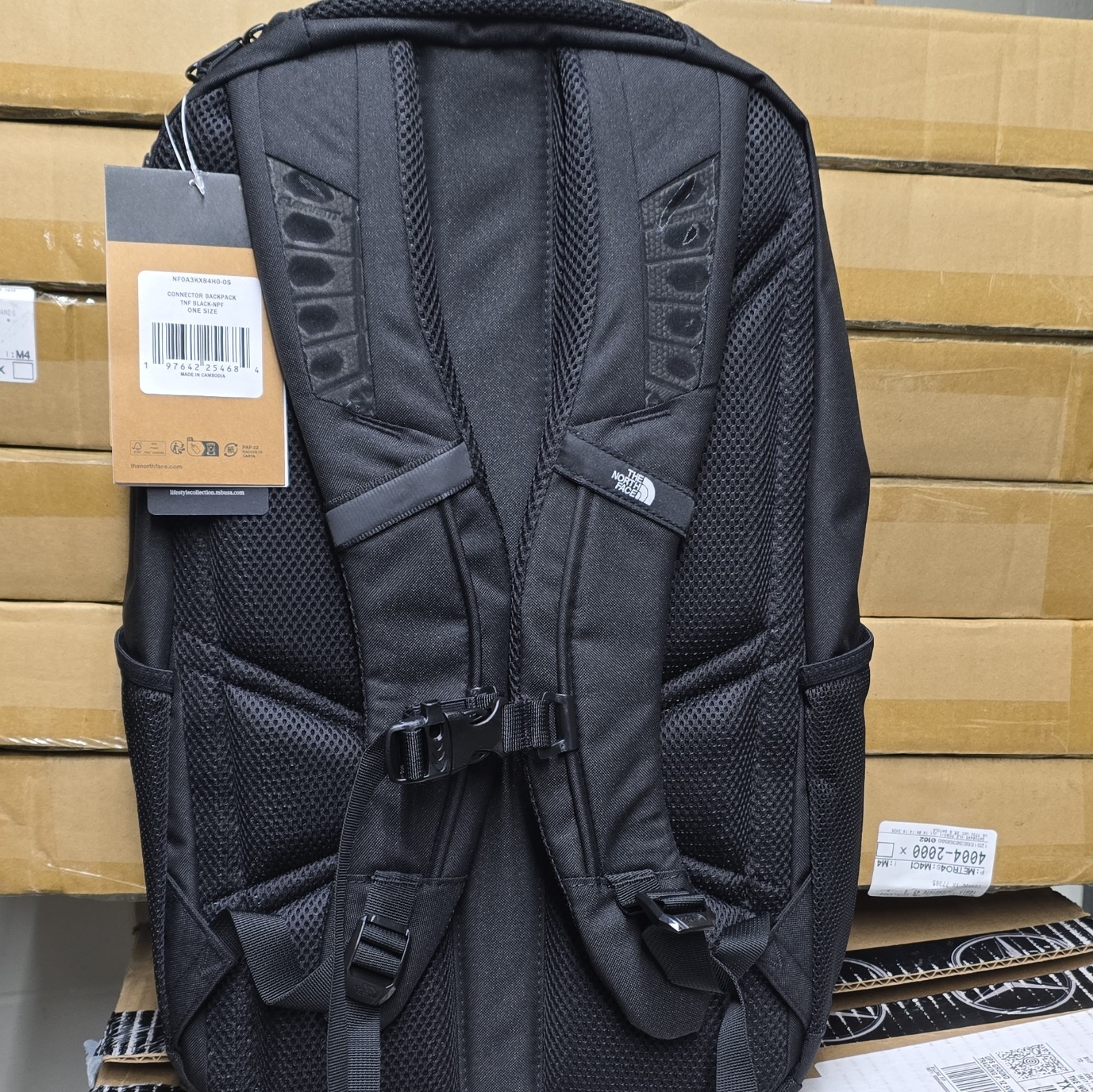 The North Face Connector Black Backpack Zip Closure Logo Accent