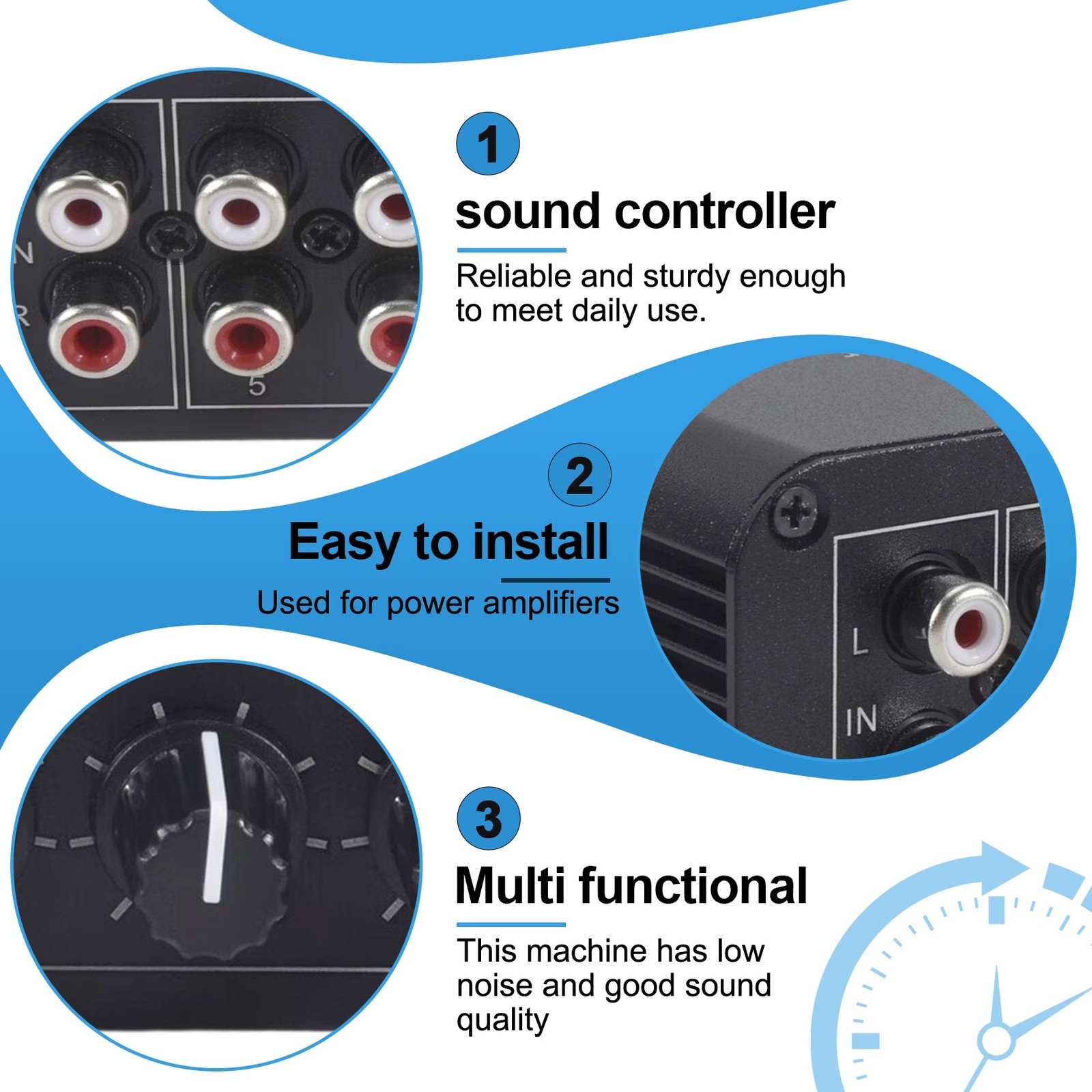 5CH Audio Distributor Stereo Audio Mixer 1 Input 5 Output Splitter for 2085
