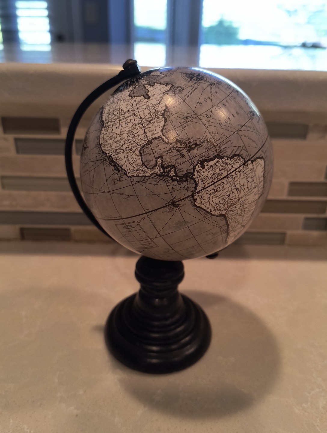 Desktop World Map Rotating Globe With Wooden Base 7" India