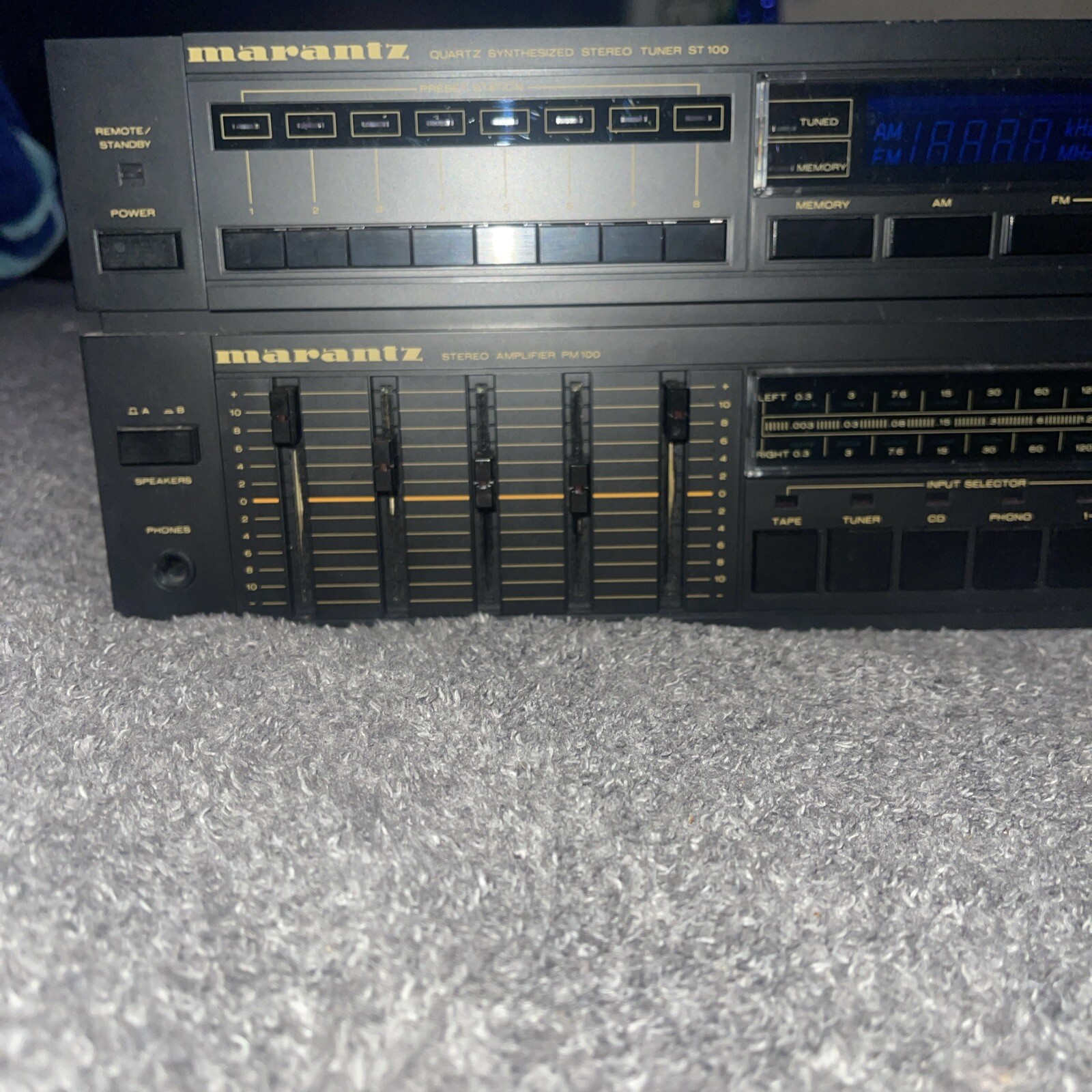 Marantz Tuner ST-100 and Amplifier PM100 Quartz synthesized Vintage Stereo Black