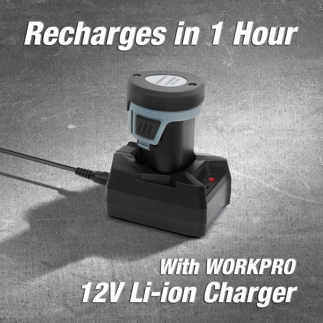 WORKPRO Charger for 12V Li-ion Battery Pack 1 Hour charge