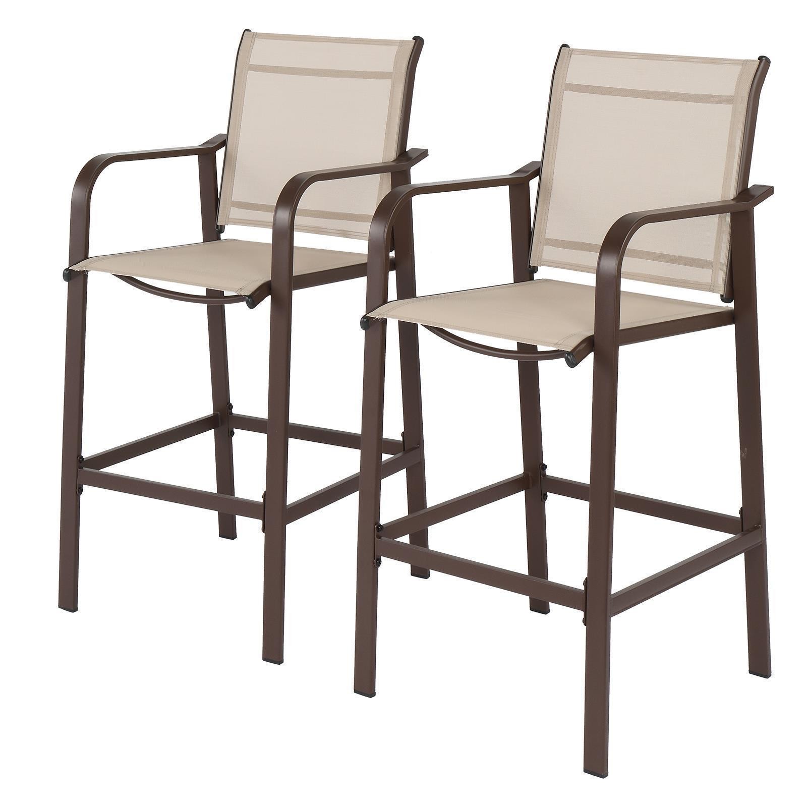 2 PCS Barstool Patio Bar Stools Bar Indooor Outdoor Backyard Chairs w/ High Back