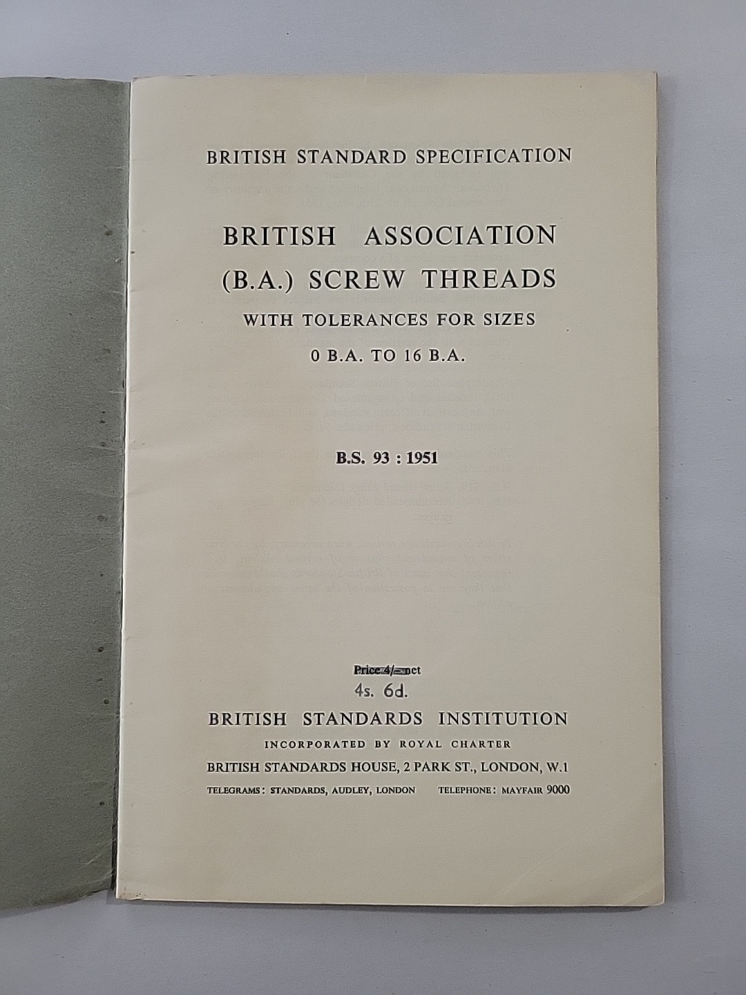 Lot 4 1950s British Standard Screw Thread Brochures