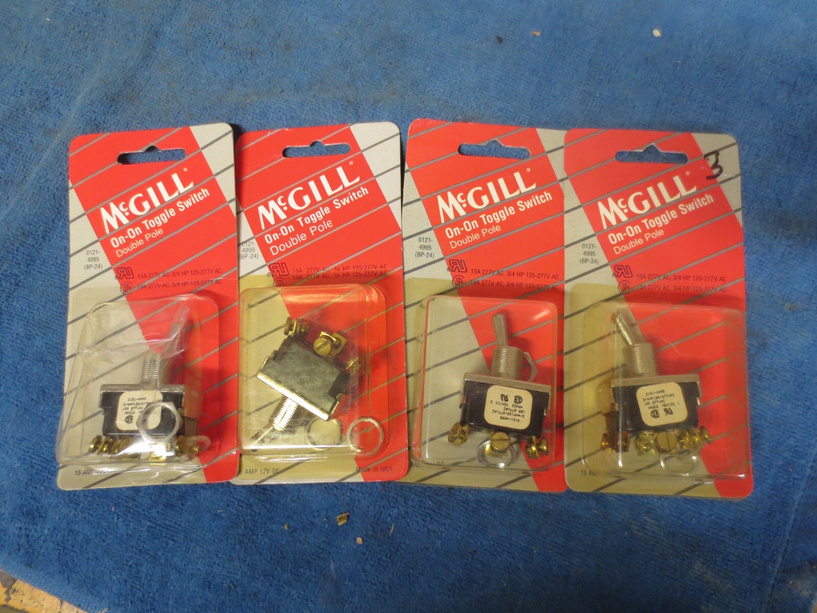 Lot of 4 McGill  ON-ON 15A 277VAC  Double Pole Double Throw Toggle Switch BP-24