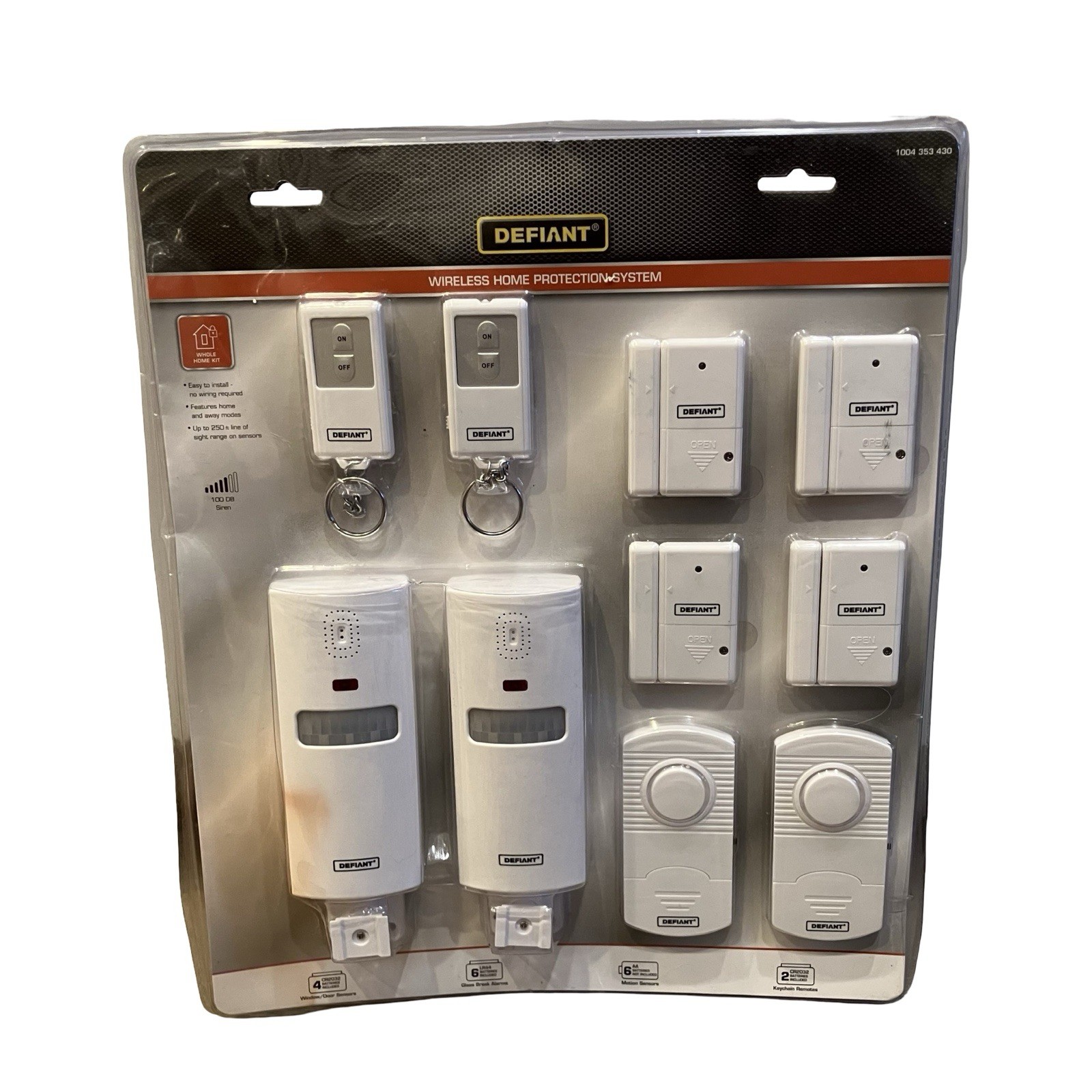 Defiant Wireless Home Security Protection System Set 4 Door/Window 2 Motion +
