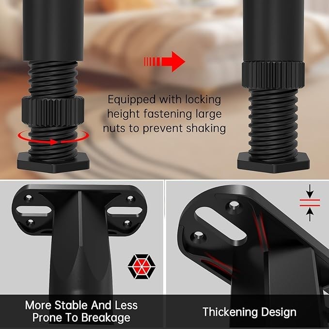 4 Pack Adjustable Support Leg Replacement for Bed Frame Wood Slats