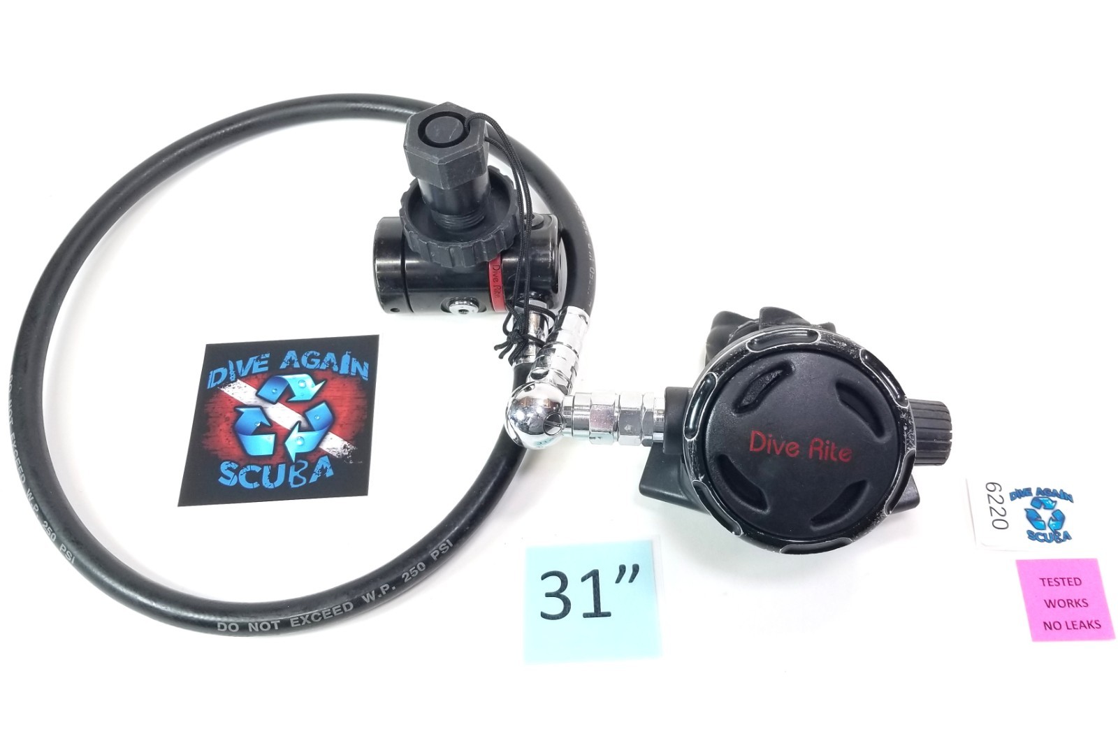 Dive Rite DIN Scuba Regulator Set 1st Stage & Primary 2nd Stage Adjustable #6222