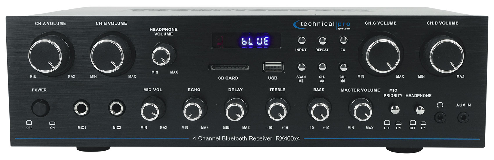 Technical Pro RX4CH Bluetooth Home Receiver Amp+(8) 6.5" Black Ceiling Speakers