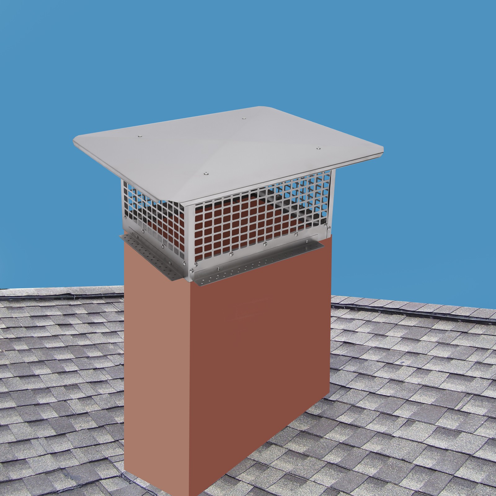Chimney Cap, 17" x 29" Flue Caps, 304 Stainless Steel Chimney Cover 27cm H NEW