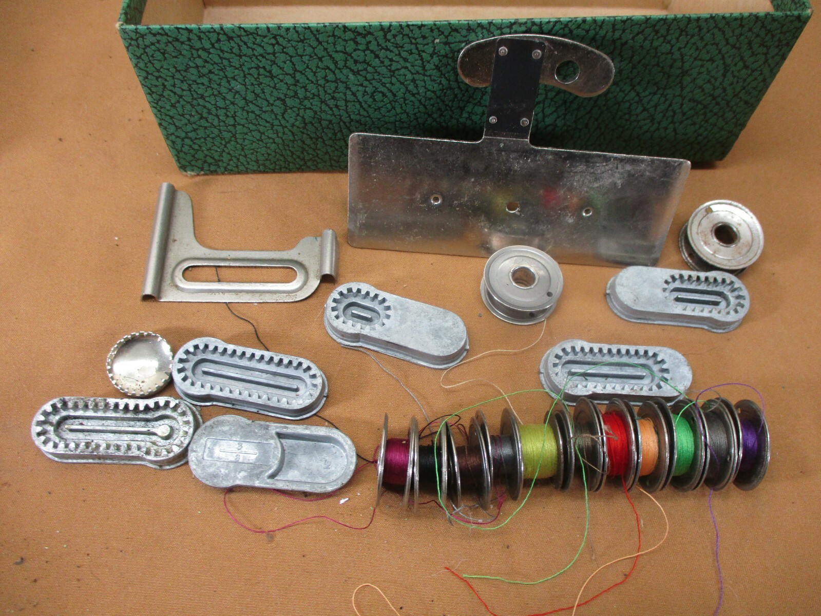 Vtg Sewing Machine Supply Parts Buttons Thread Pattern Cams Discs Singer - White