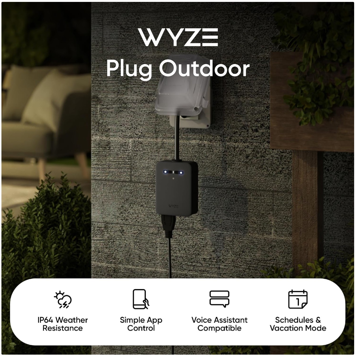 Dual Outlet Smart Plug, Energy Monitoring, , WiFi, Black