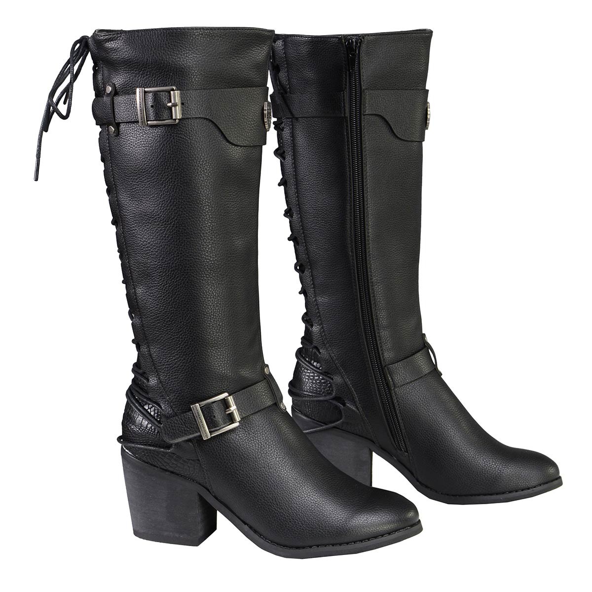 Milwaukee Leather MBL9427 Women's Black Tall Fashion Casual Boots with Back End