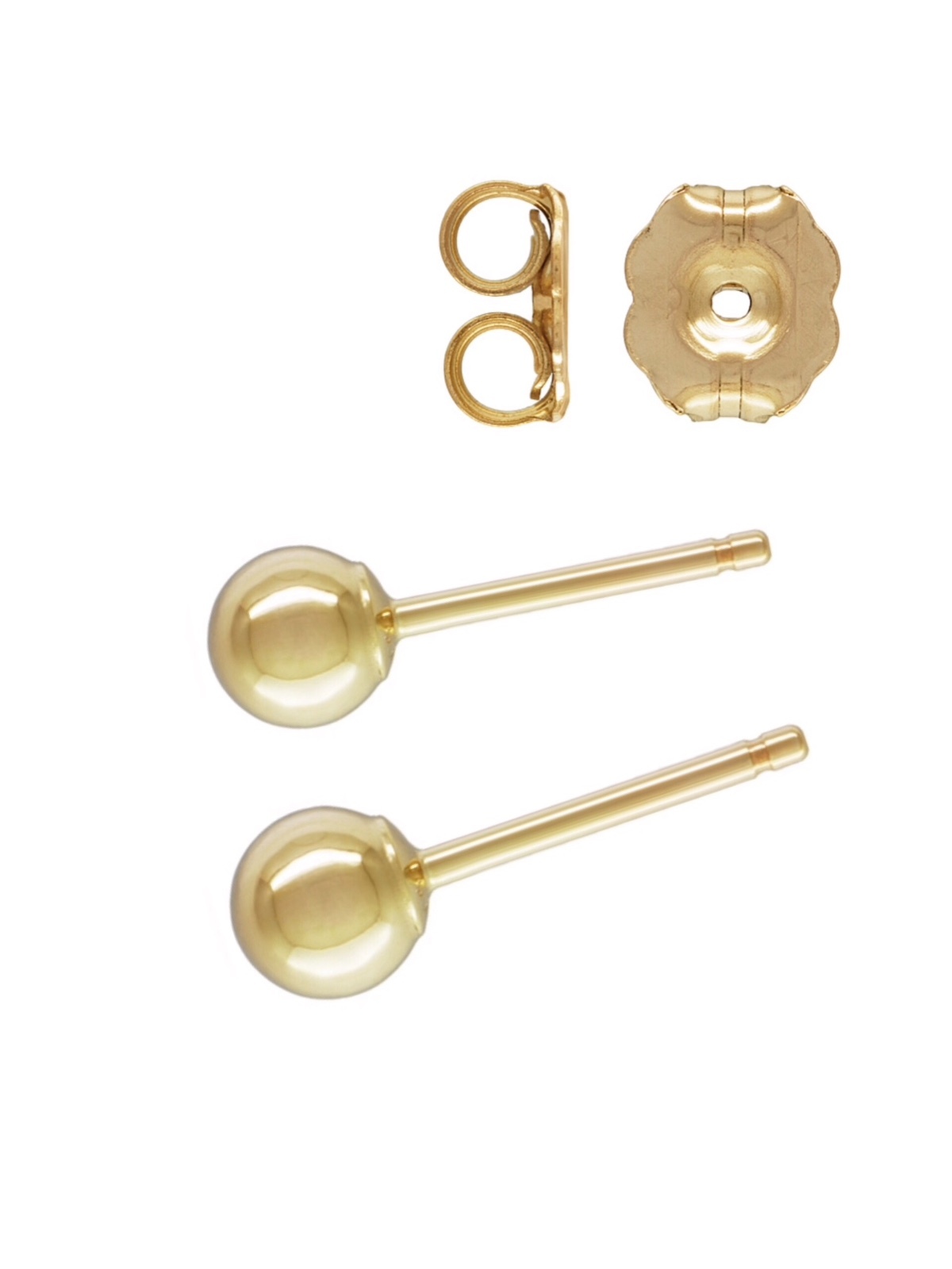 14K Gold Filled 4mm Round Ball Stud Earrings 1 Pair with Backs Hypoallergenic