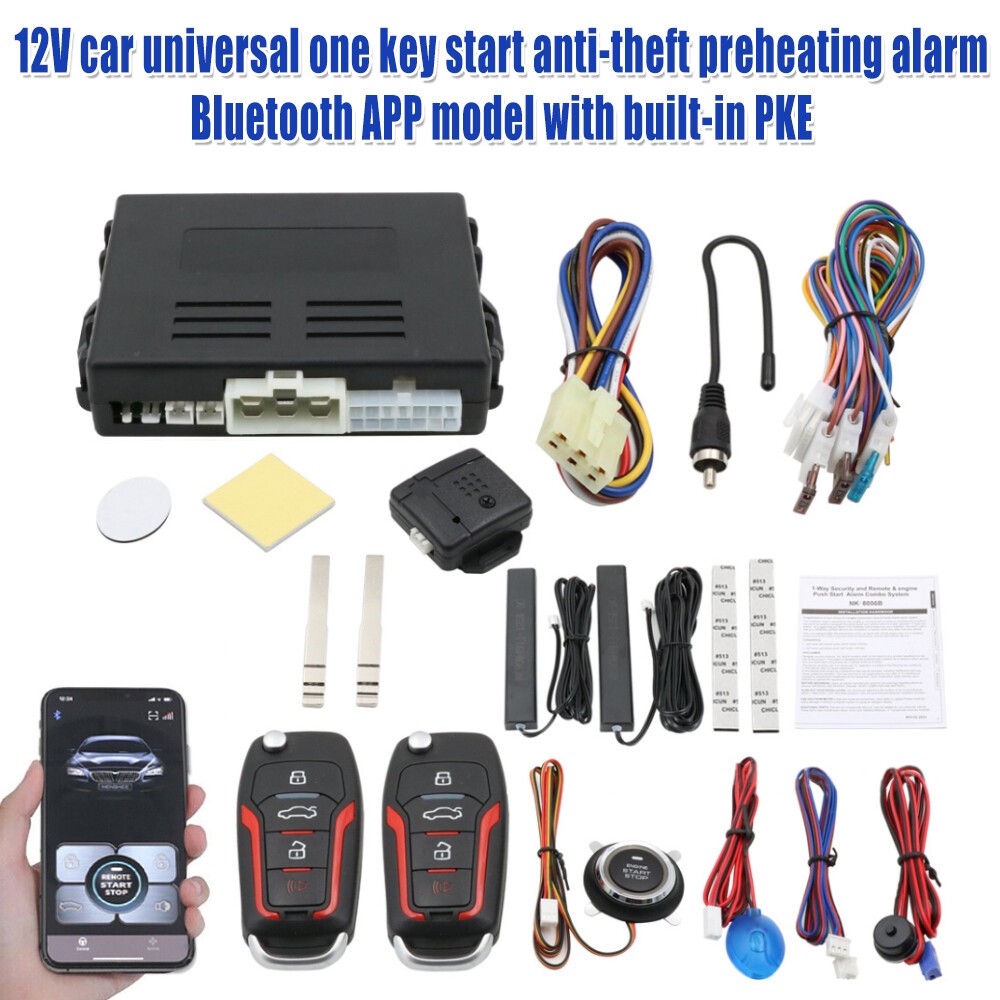 Car Smart Keyless Entry Engine Start Stop Alarm System Push Button Remote Auto