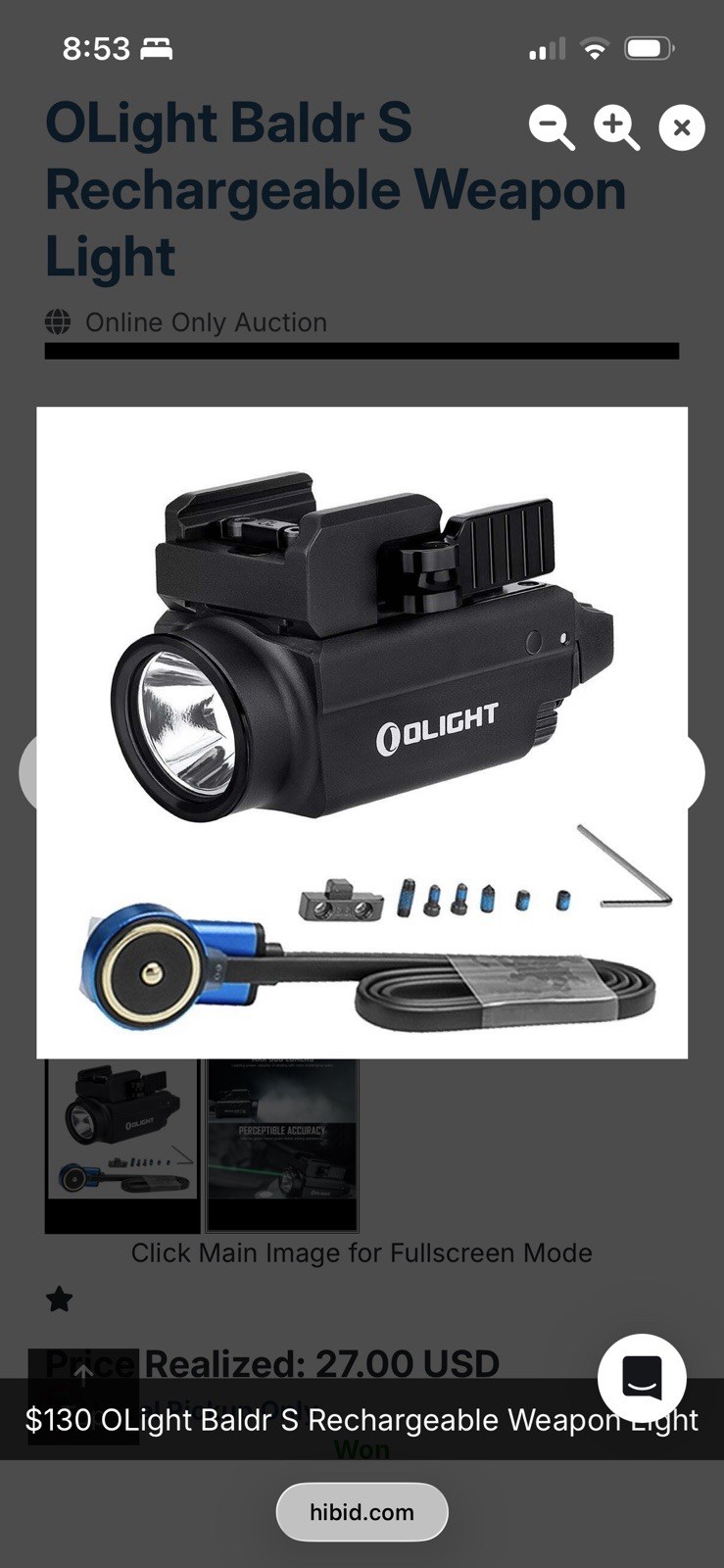 Olight Baldr S Rechargeable 800 Lumen Rail Mounted Weapon Light w/Green Laser