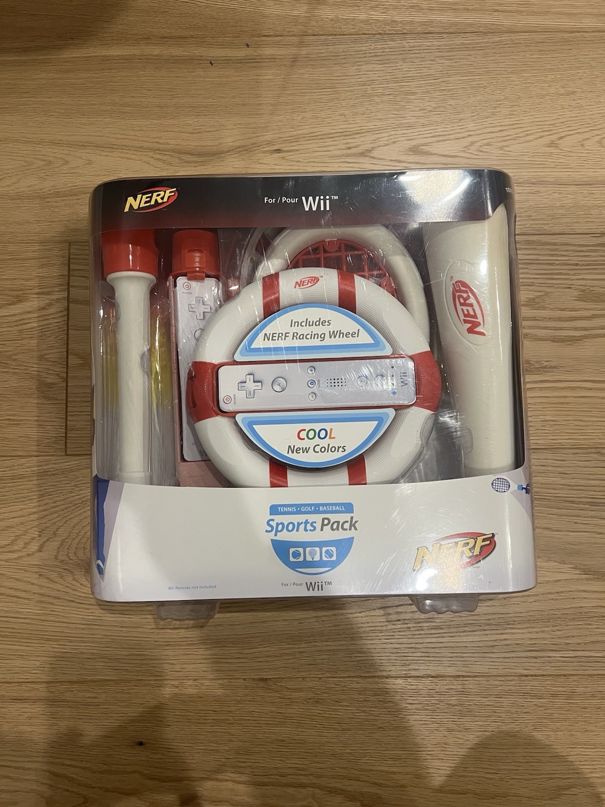 NERF Wii Sports Pack Nintendo Wheel Tennis Golf Baseball RED~NEW!