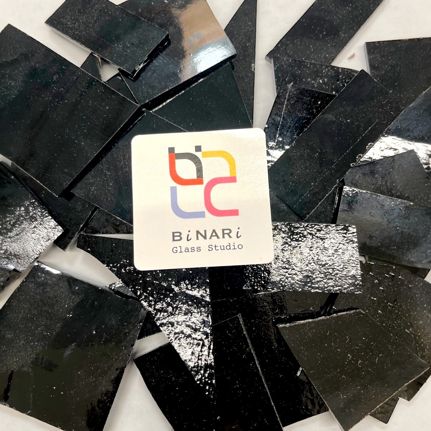 1.5 LB BLACK Stained Glass Scrap Pieces Sheets, Glass Mosaic Tiles