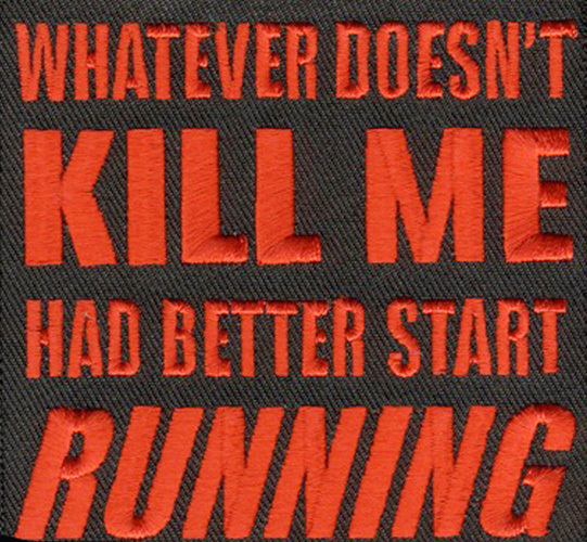 Start Running EMROIDERED 4 INCH IRON ON BIKER PATCH [red/blk]