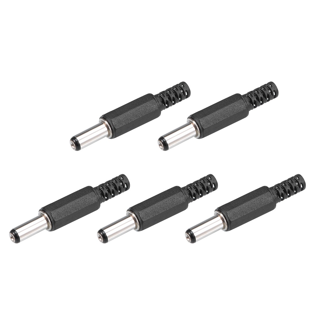 5Pcs DC Male Connector 5.5mm x 2.5mm x 14mm Power Cable Jack Adapter Black