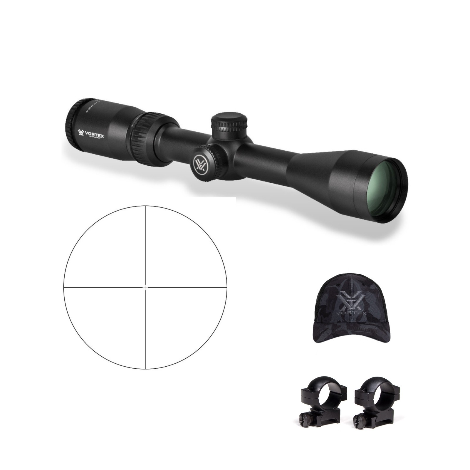 Vortex Crossfire II 3-9x40 Riflescope 1 In Scope Rings Hat Hunting
