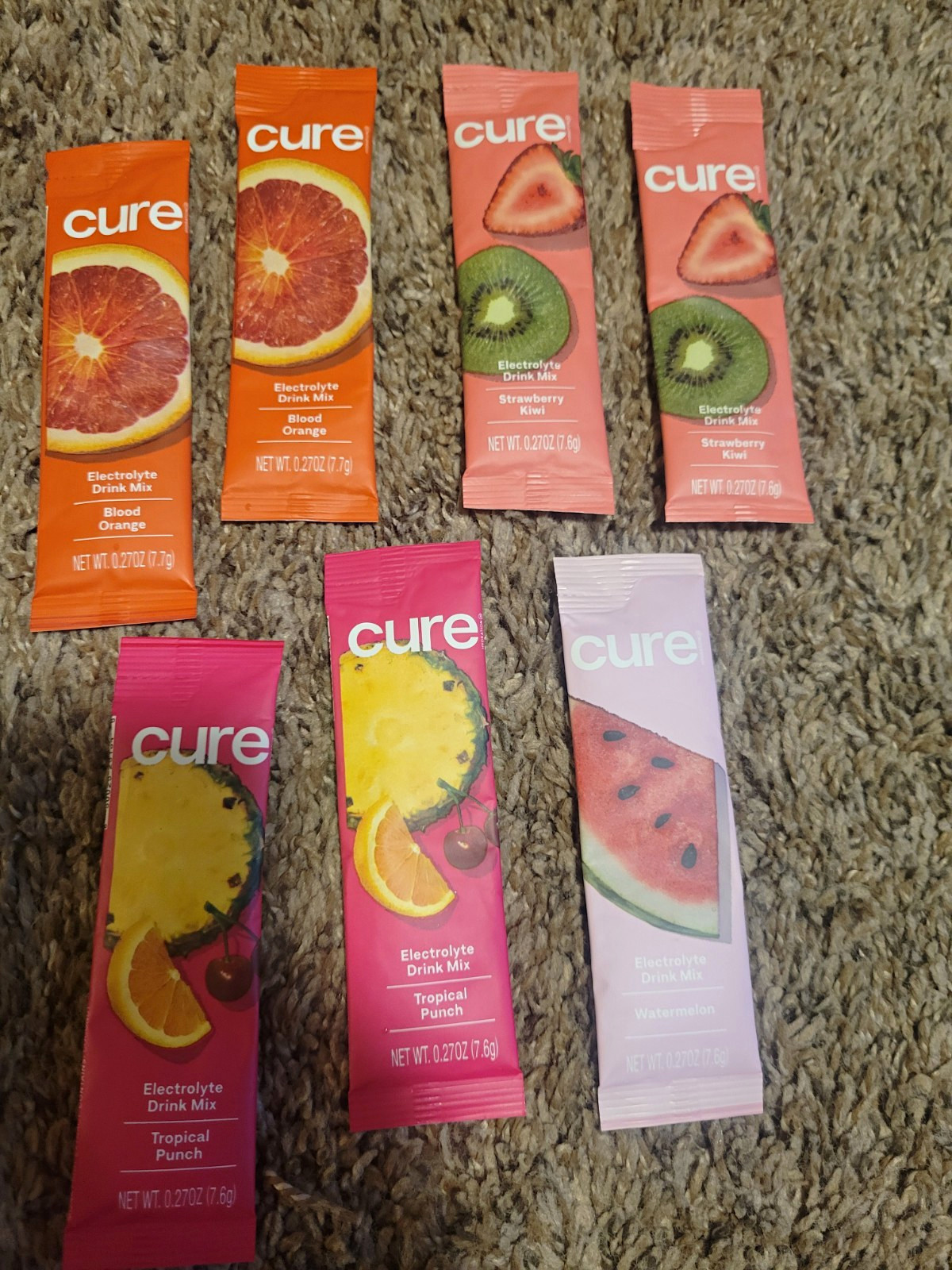 Cure Hydration Electrolyte Drink Mix Powder Sticks Variety Pack 7, Exp 04/2027