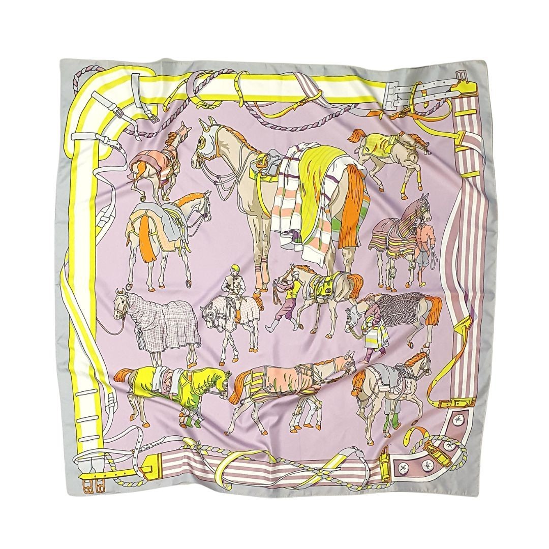 130*130cm French court warhorses Women's Scarf 100% silk #106