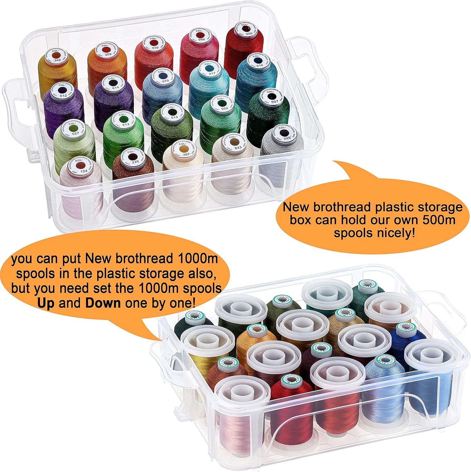 4-Layer Stackable Clear Storage Box for 80 Sewing Thread Spools - Durable Design