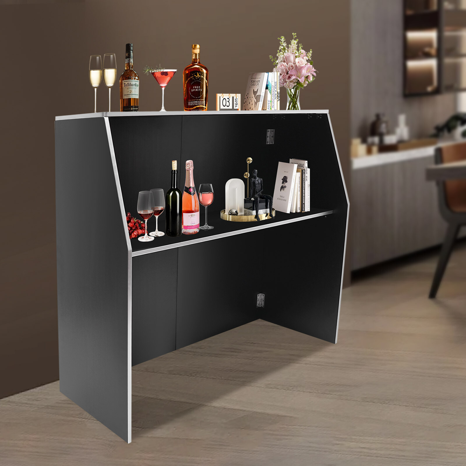 Double Layer Bar Prep Table Set - Mobile Bartender Station for Events