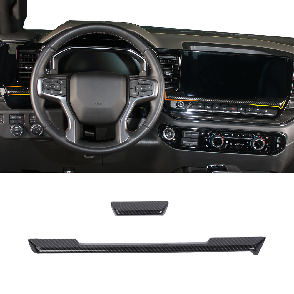 For Chevy Silverado 2022+ Center Console Dashboard Trim Cover Panel Carbon Fiber
