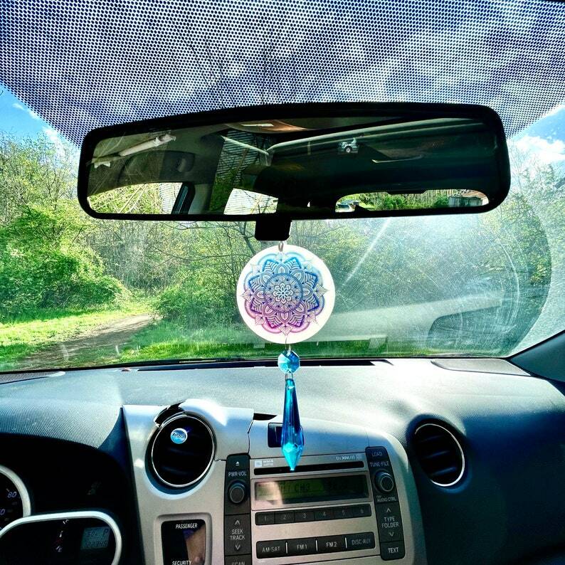 Purple Mandala Car Charm | Car Decor | Car Accessory | Rear View Mirror Ornament