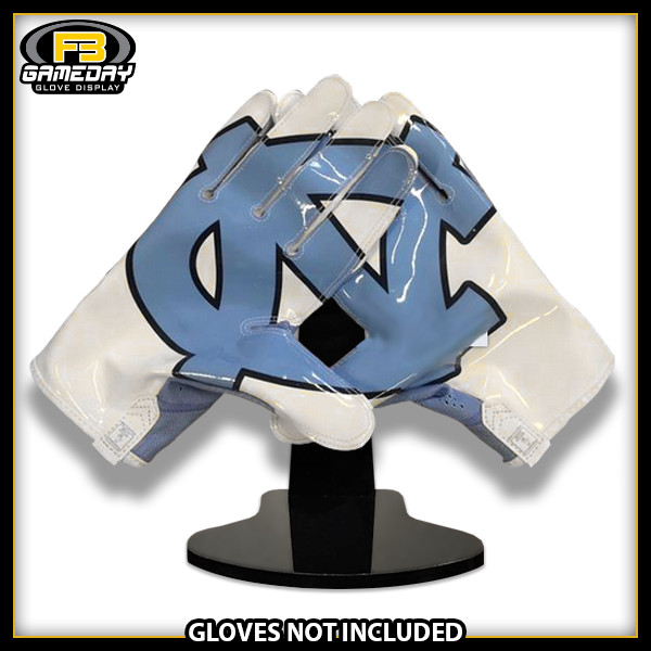 Football Receiver Gloves Display w/ Stand for North Carolina Tarheels Gloves ACC