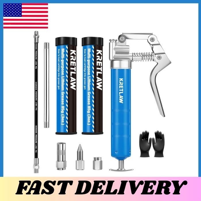 Mini Grease Gun 3000 PSI 12 -  w 2x3oz Grease Cartridges 12in Flex Hose