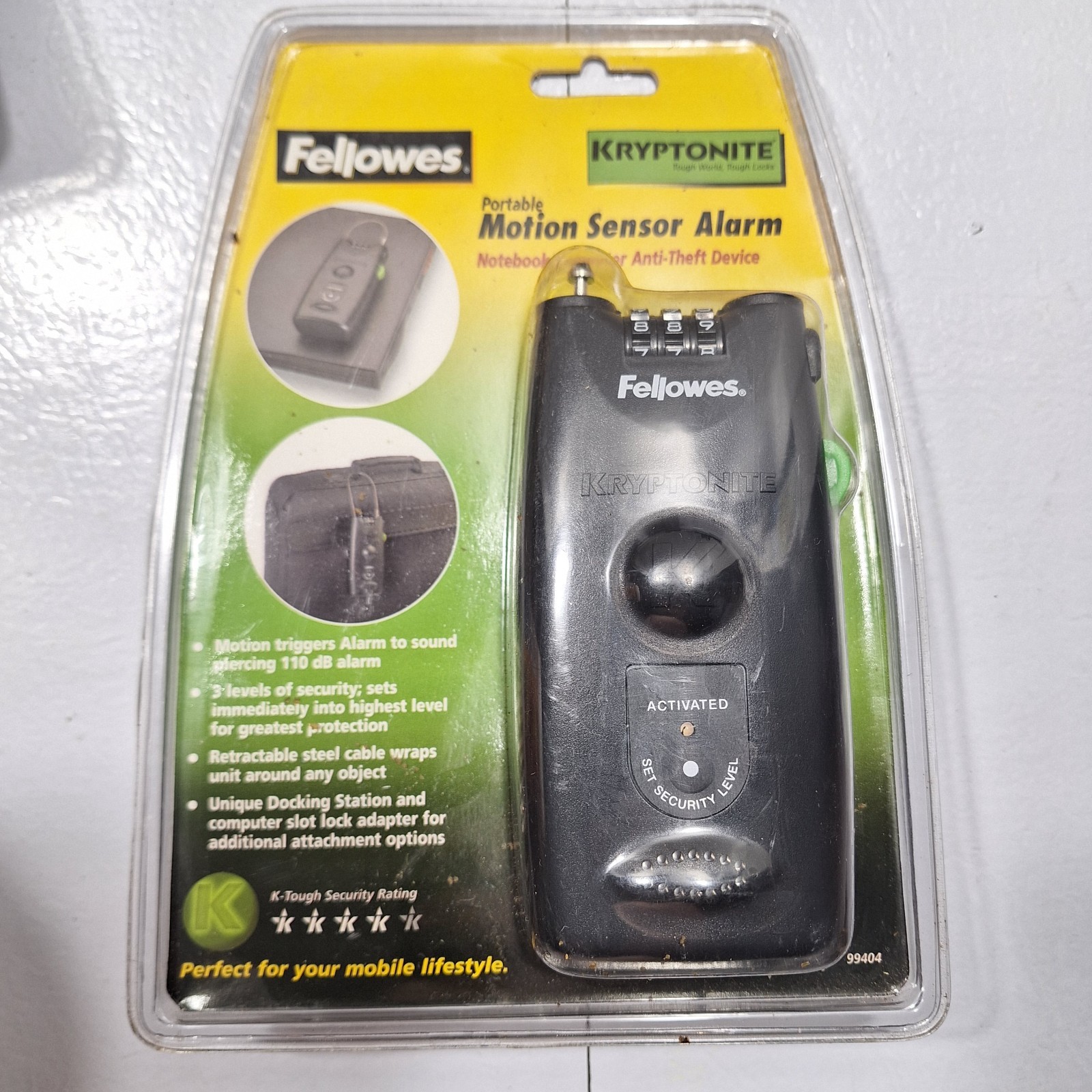 Fellowes Motion Sensor Alarm Notebook Computer Anti Theft Device NIB