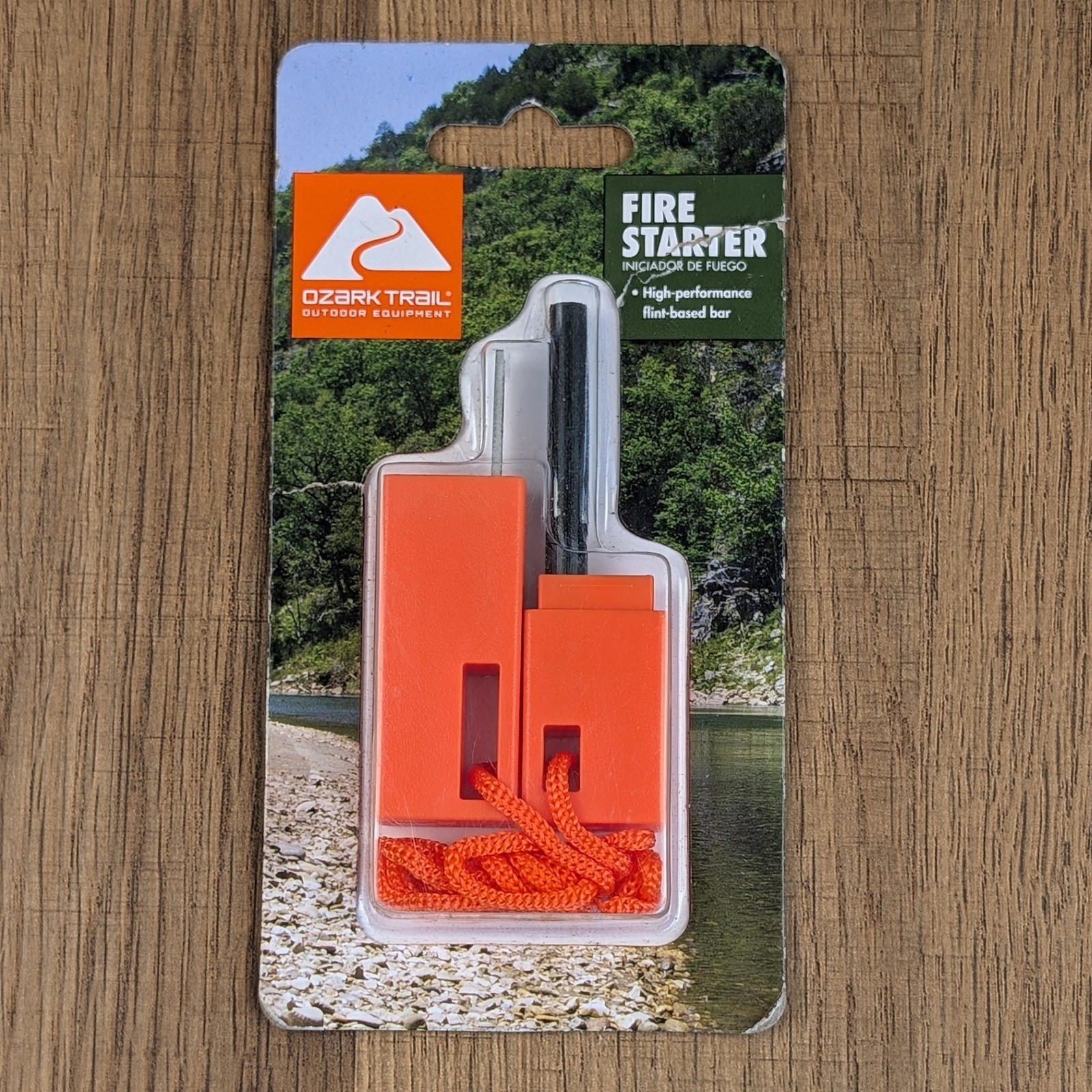 Ozark Trail Fire Starter High Performance Flint Based Bar Orange Lanyard 5118