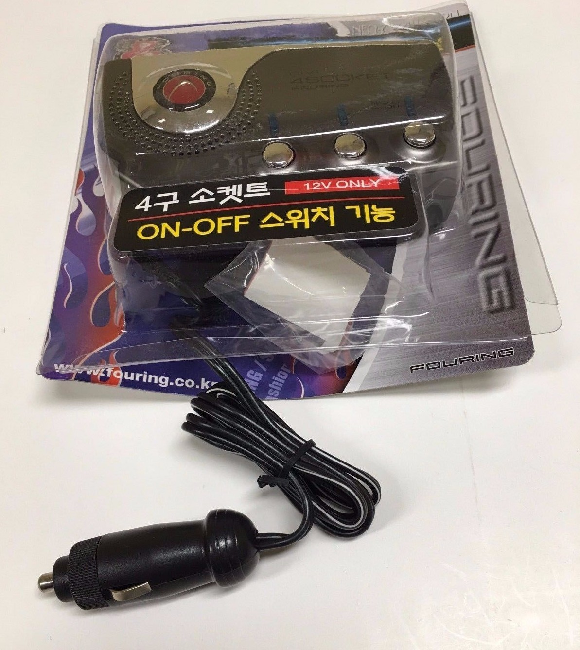 4 SOCKET METALLIC LED ON OFF SWITCH CIGARETTE LIGHTER SPLITTER CHARGE ADAPTER