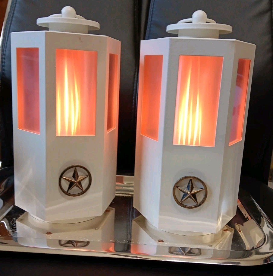 Set of 2 The Great Texas Lantern Company 9" Decorative LED Lanterns Timers
