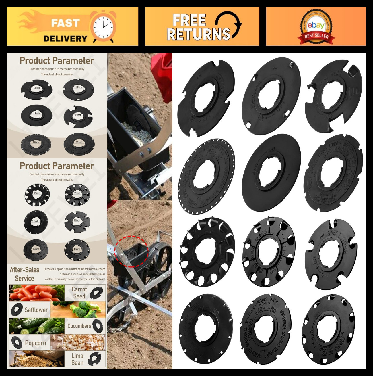 12-Pack Optional Seed Plates for Garden Seeder - Fits Sweet Corn, Radish, Beans