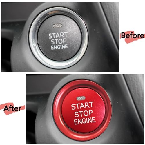 Bilisin Aluminum Engine Push Start Button Cover Trim Compatible with Mazda-Red