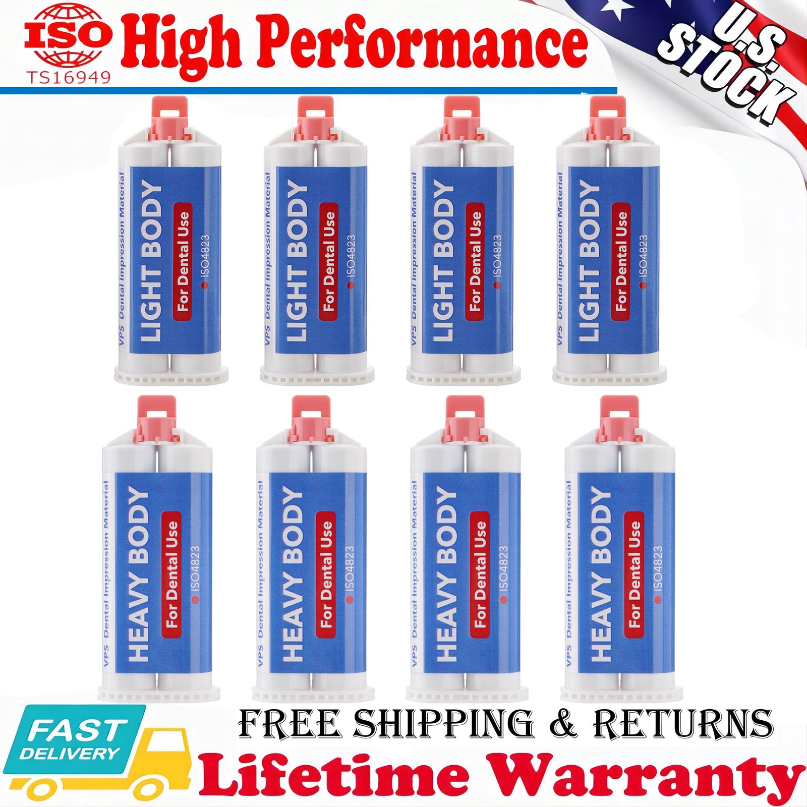 8Packs Dental Impression Material VPS PVS-Heavy/Light Body Fast Set 50ml US