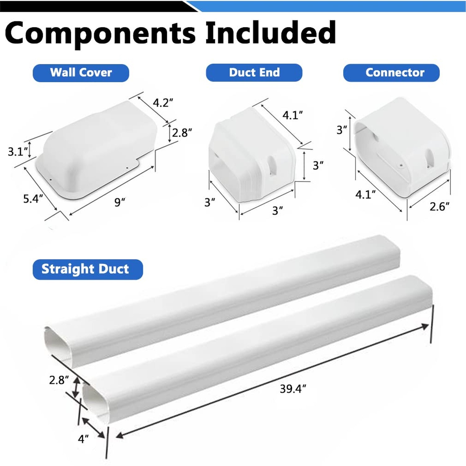 4'' 7.5 Ft PVC Decorative Line Cover Kit for Ductless Mini Split Air Conditio...