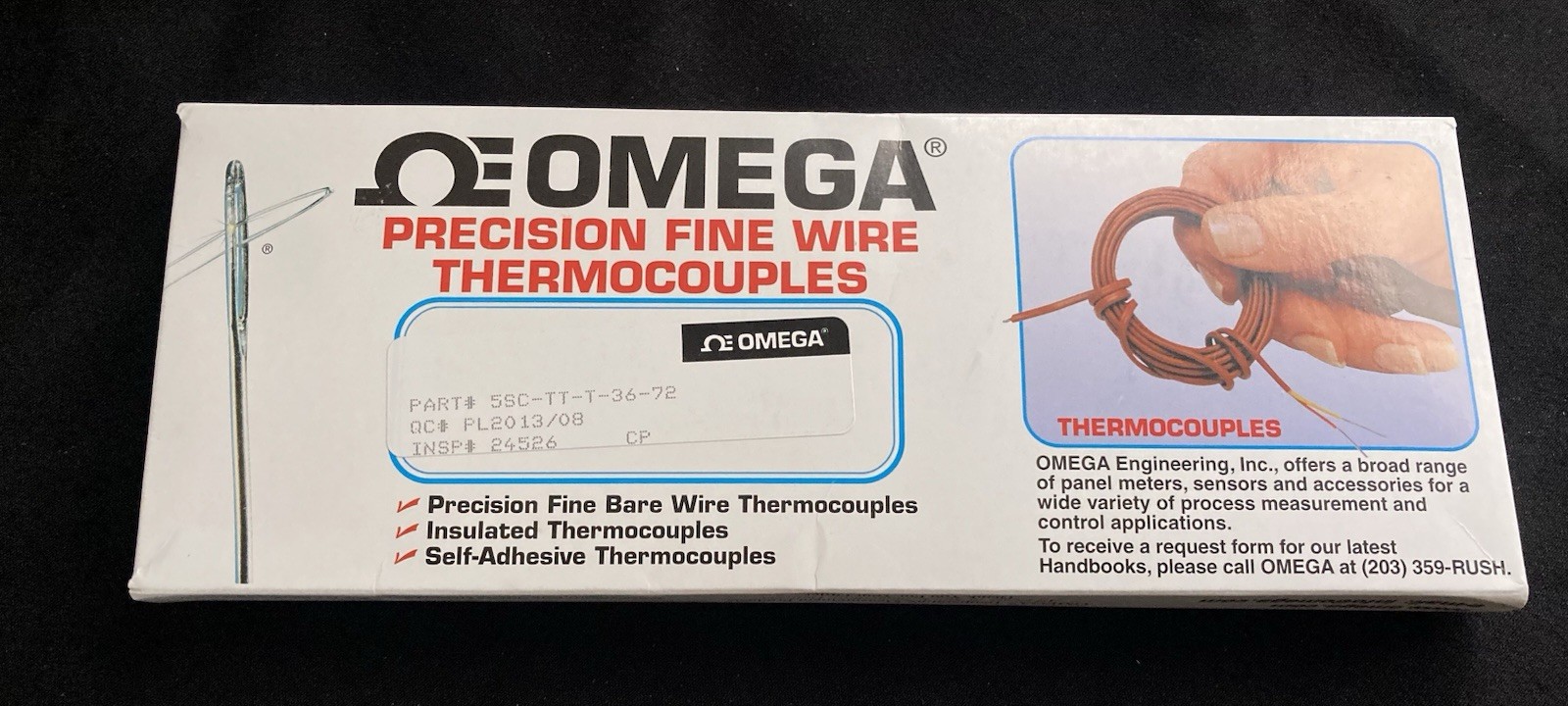 5 Pack OMEGA Type T 260° C Ready Made PFA-Insulated Thermocouples 36 AWG 72”