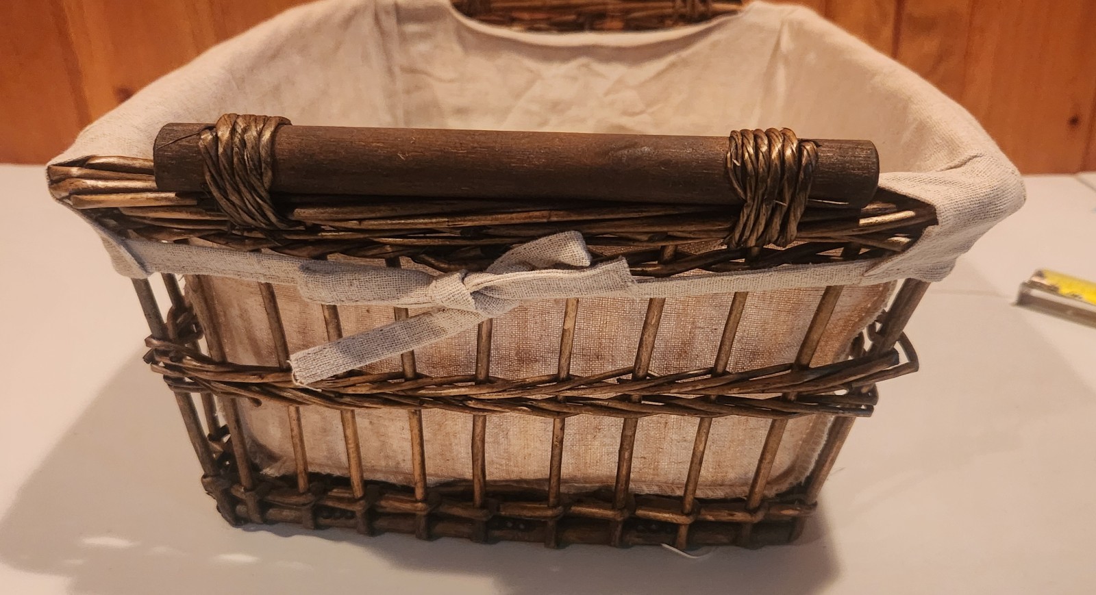 Basket wicker Woven Lined Handle Decor display holiday Housewarming moving gift