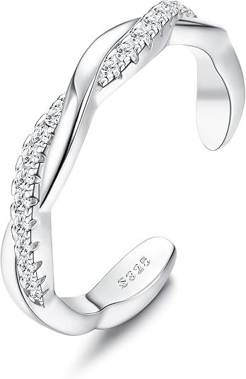 FIASASO 925 Sterling Silver Toe Rings for Women Adjustable 14K White Gold...