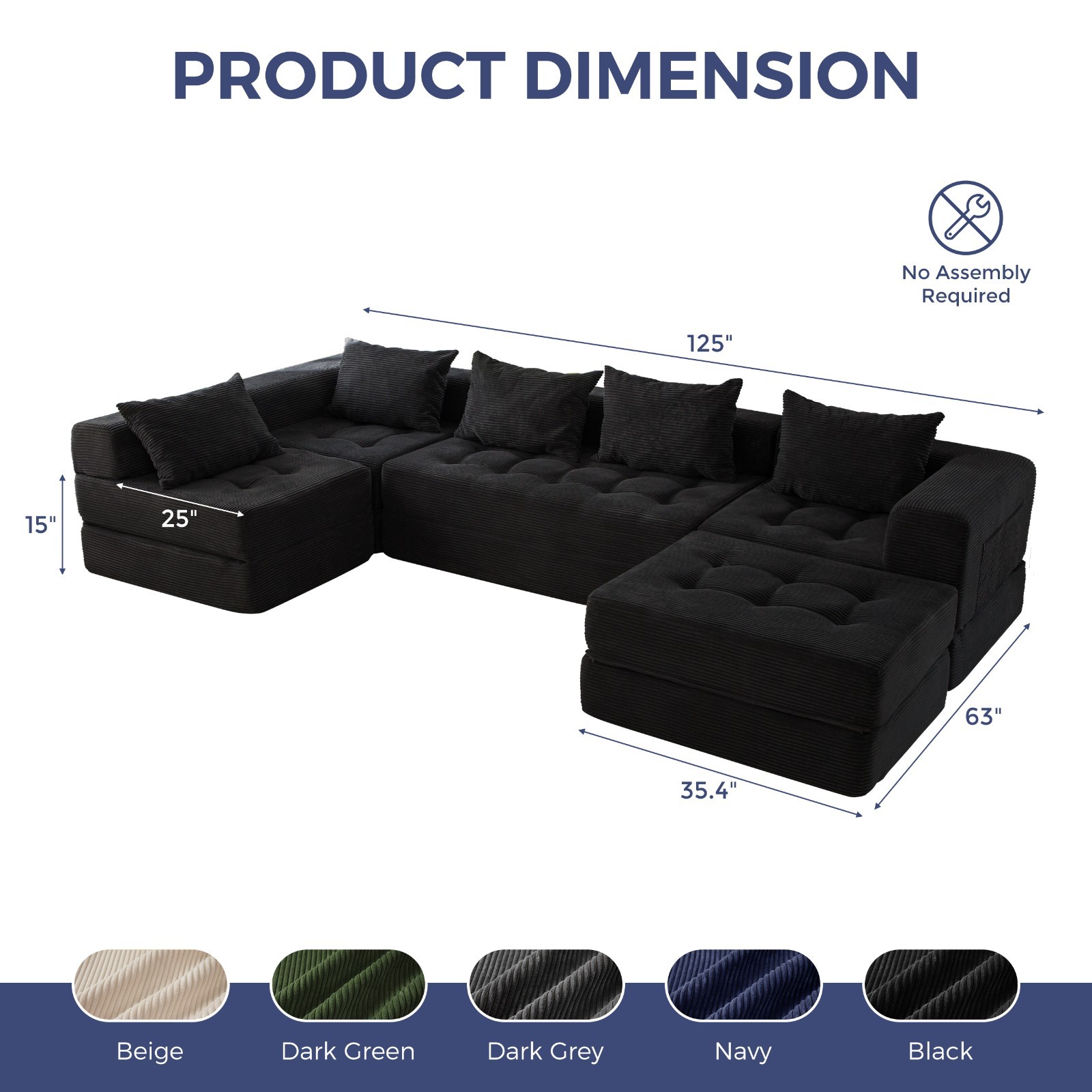 MAXYOYO Modular Sectional Sofa Couch,Convertible Floor Sofa Lounger with Pillows
