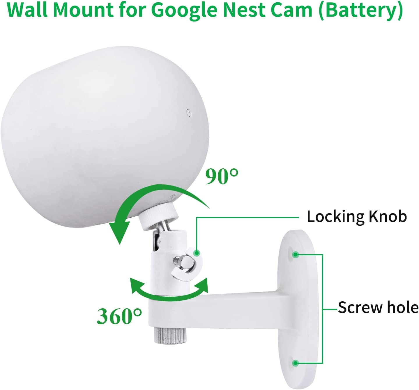 2Pack Adjustable Security Wall Mount Bracket for Google Nest Cam(Battery)