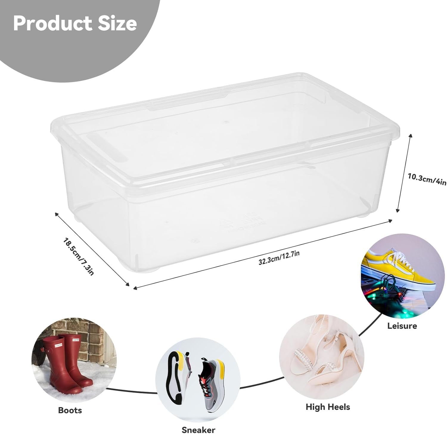 8 Pack 6QT Plastic Storage Bins with Lids, Shoe Boxes (Clear)