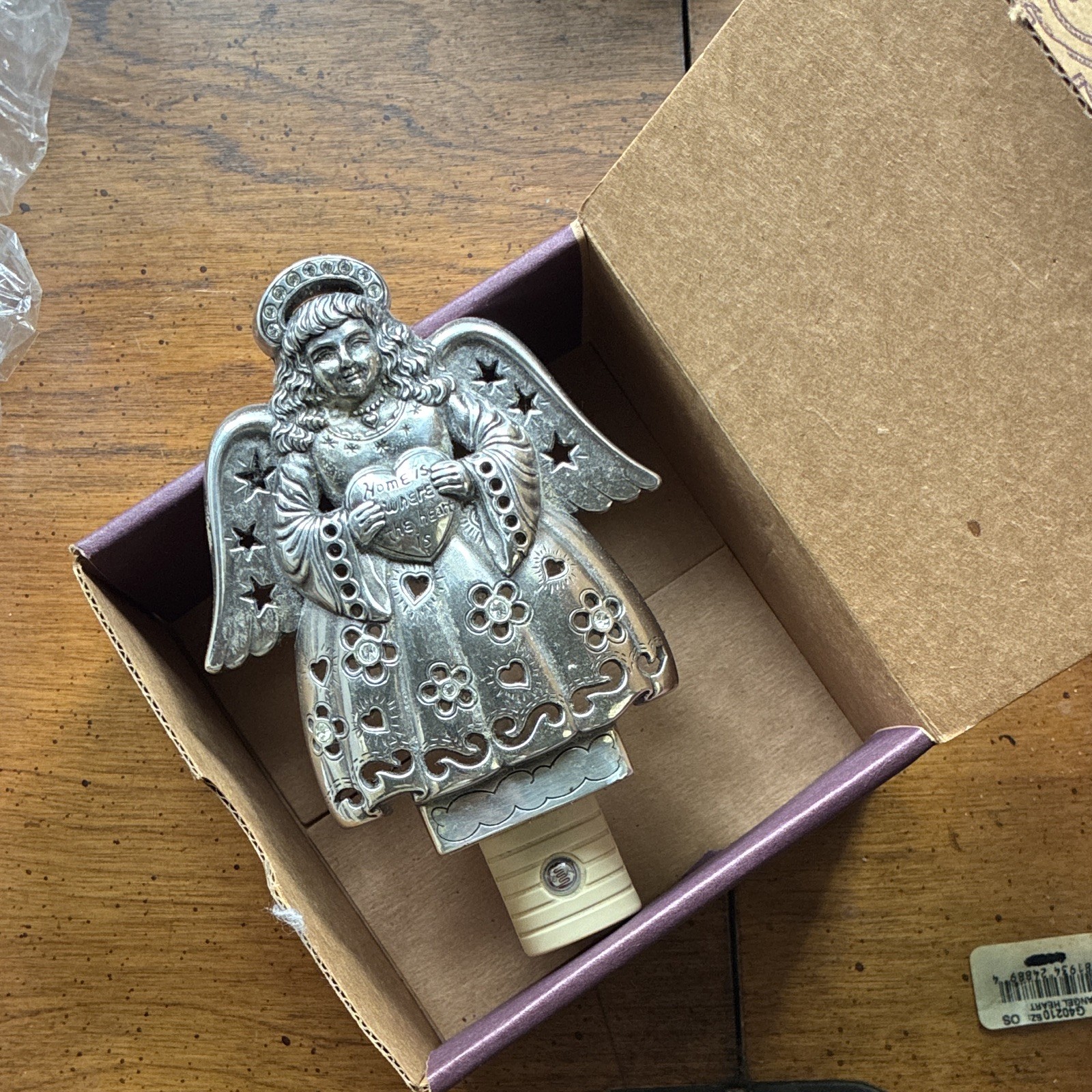 Brighton Silver Angel Heart Night Light G40210 Home Is Where The Heart Is