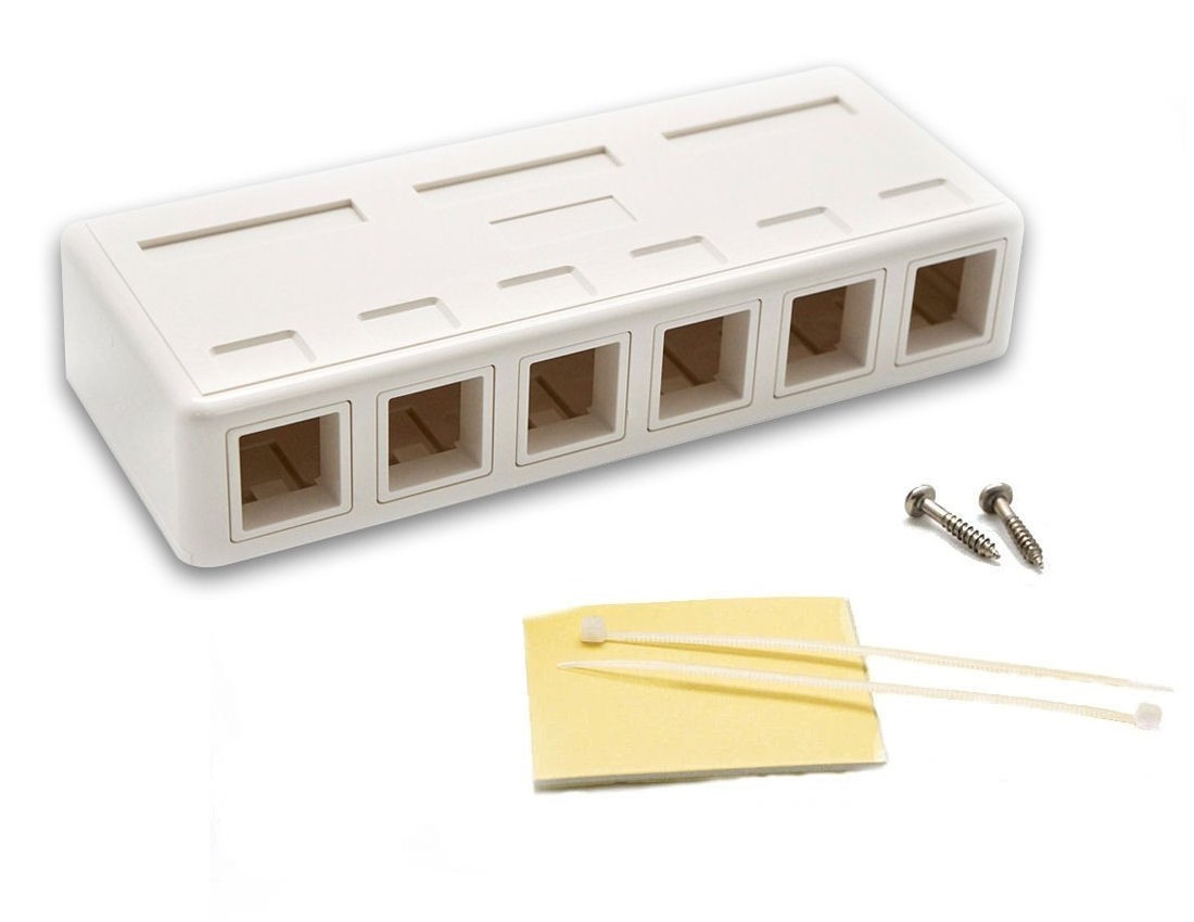 6 Port Blank Surface Mount Box For Cat6 Cat5E RJ45 Network Keystone Jack Insert