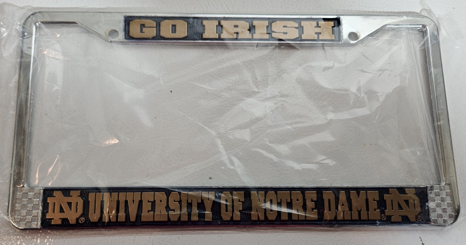 Notre Dame Fighting Irish Metal License Plate Frame - New - Chrome Finish ND
