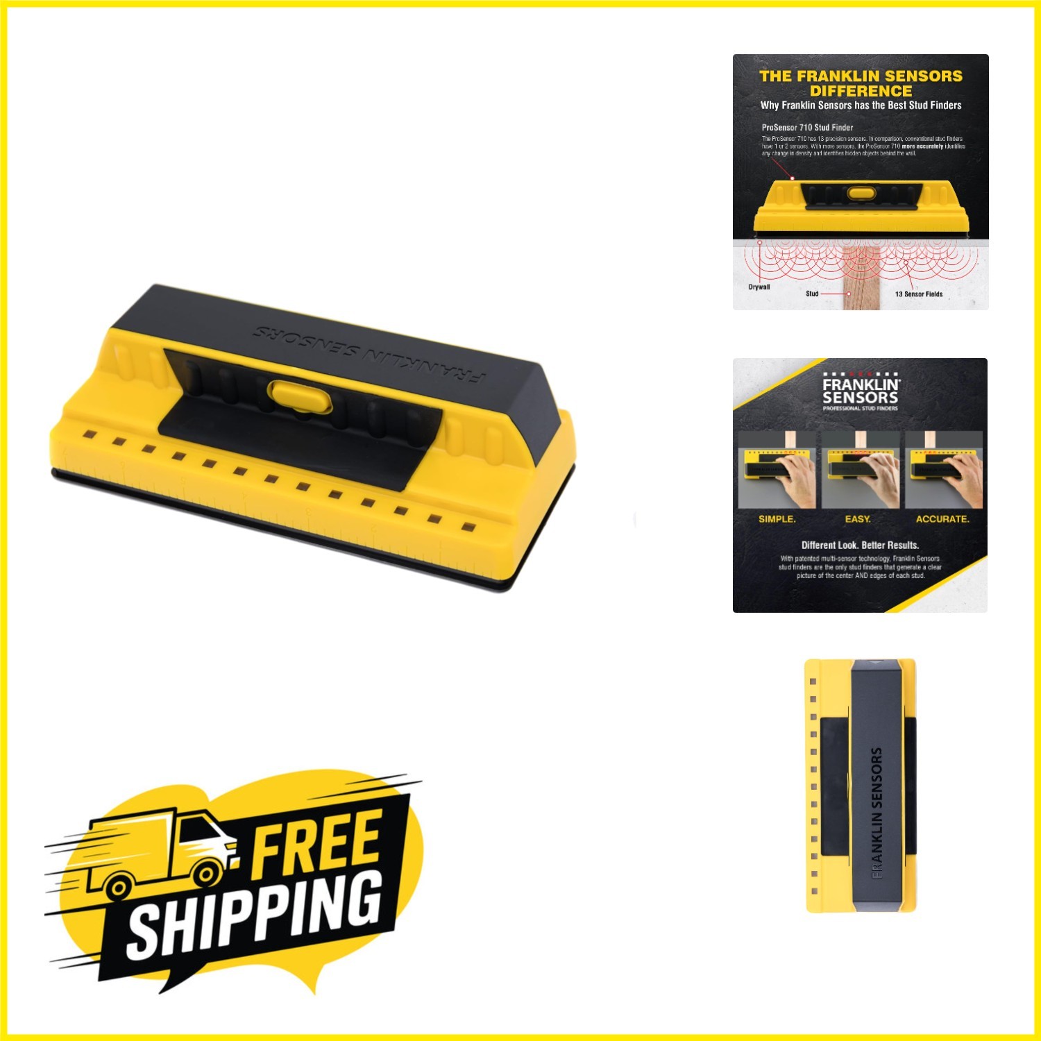 Franklin ProSensor Yellow Stud Finder - Precision Accuracy with 13 Sensors, F...